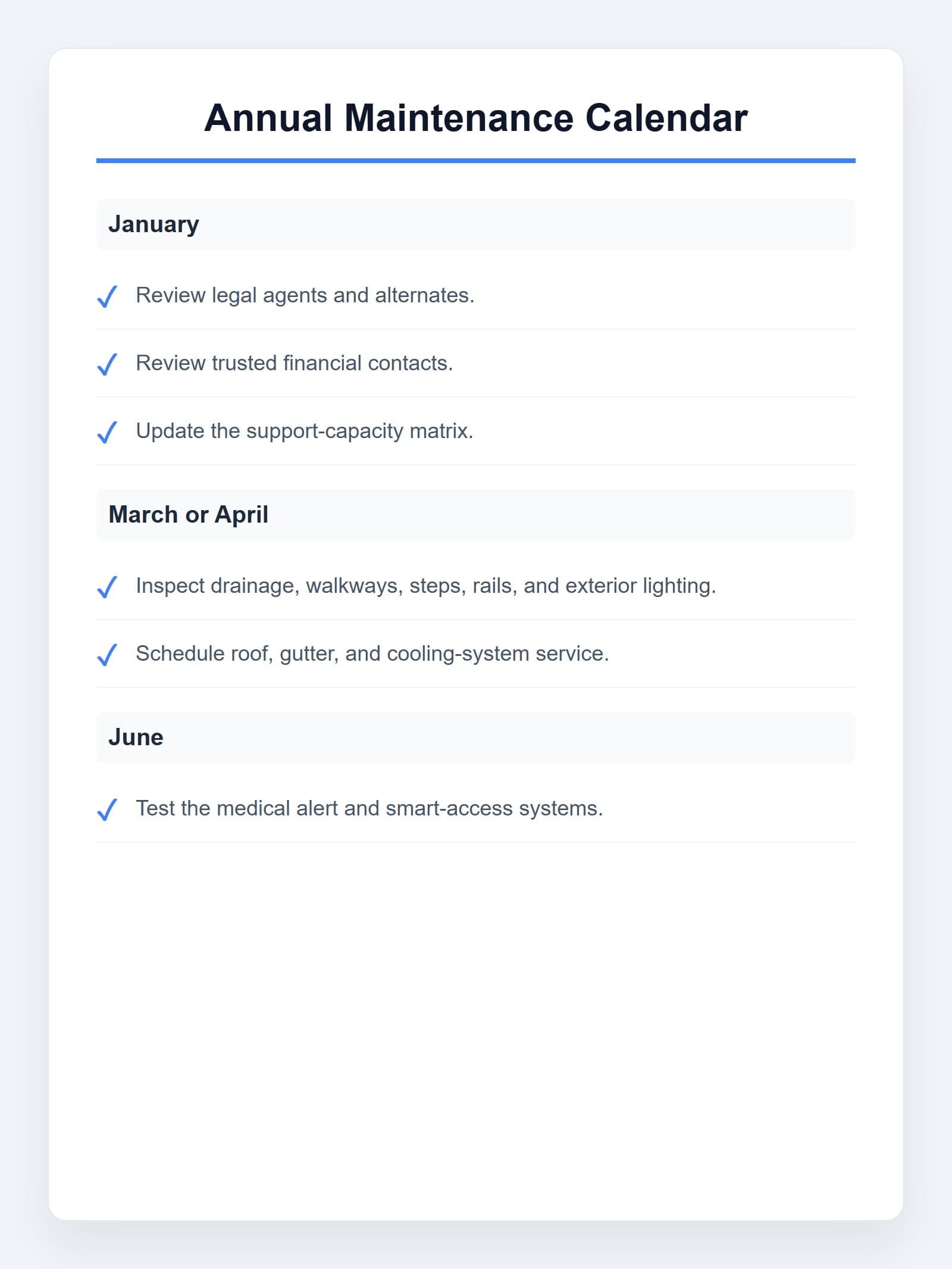 Annual Maintenance Calendar Preview